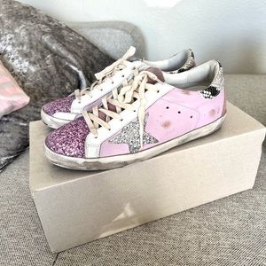 Golden Goose pink leather sneakers size 38 *LIKE NEW* worn twice with duster